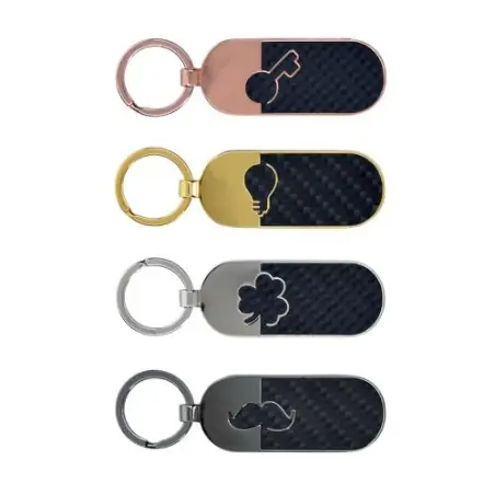 Porte-Clé Métal et Fibre de Carbone Élégant