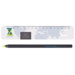 Kit de Bureau Fluo Jaune 17,6 cm - Personnalisé P Matières : PET recyclé Taille textile : S Couleurs : bleu 2