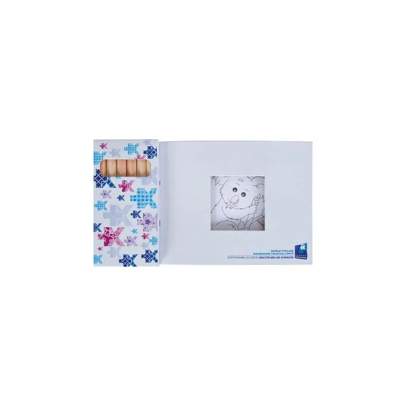 Kit Écologique de Coloriage avec 6 Crayons - Objets Publicitaires 8,7 Matières : PET recyclé Taille textile : M Couleurs : bleu 