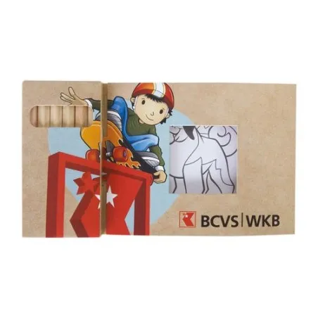 Kit Écologique de Coloriage avec 6 Crayons - Objets Publicitaires 8,7 Matières : PET recyclé Taille textile : M Couleurs : bleu 