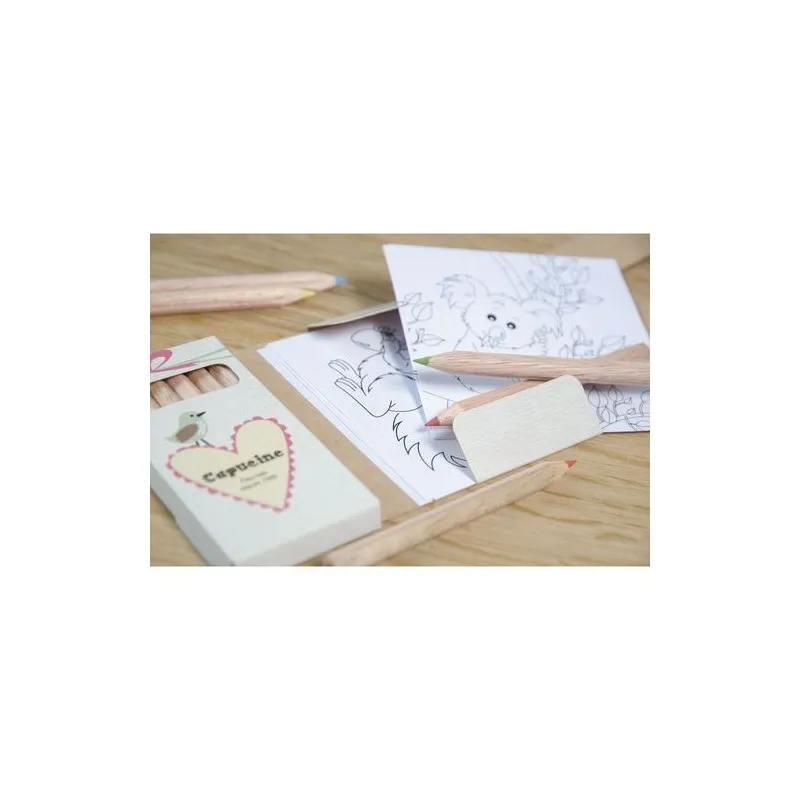 Kit Écologique de Coloriage avec 6 Crayons - Objets Publicitaires 8,7 Matières : PET recyclé Taille textile : M Couleurs : bleu 