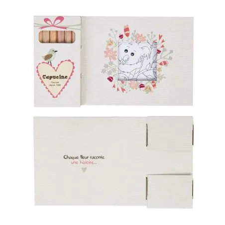 Kit Écologique de Coloriage avec 6 Crayons - Objets Publicitaires 8,7 Matières : PET recyclé Taille textile : M Couleurs : bleu 