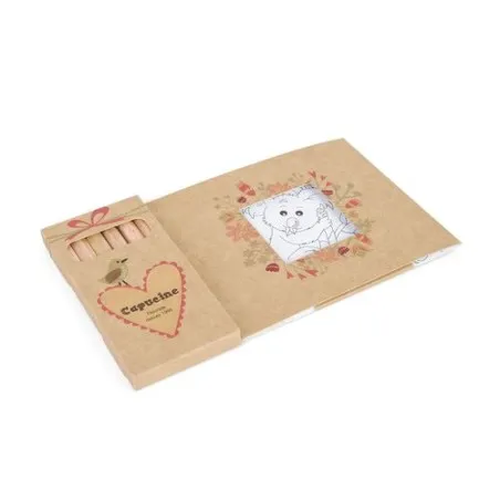 Kit Écologique de Coloriage avec 6 Crayons - Objets Publicitaires 8,7 Matières : PET recyclé Taille textile : M Couleurs : bleu 