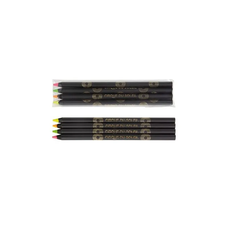 Sachet de 4 surligneurs noirs 17,6 cm - Objets Publicitaires Matières : métal Couleurs : gun marquage couleur éclatante