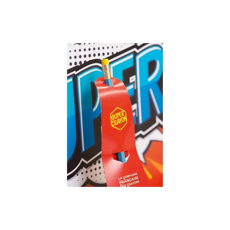 Crayon Écologique Personnalisé Supman - Super Crayon Matières : plastique recyclé Couleurs : gris marquage couleur éclatante