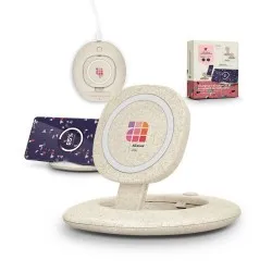 Chargeur Induction Rapide Écologique 10W avec Support de Téléphone - Objets Publicitaires Matières : coton recyclé Couleurs : bl