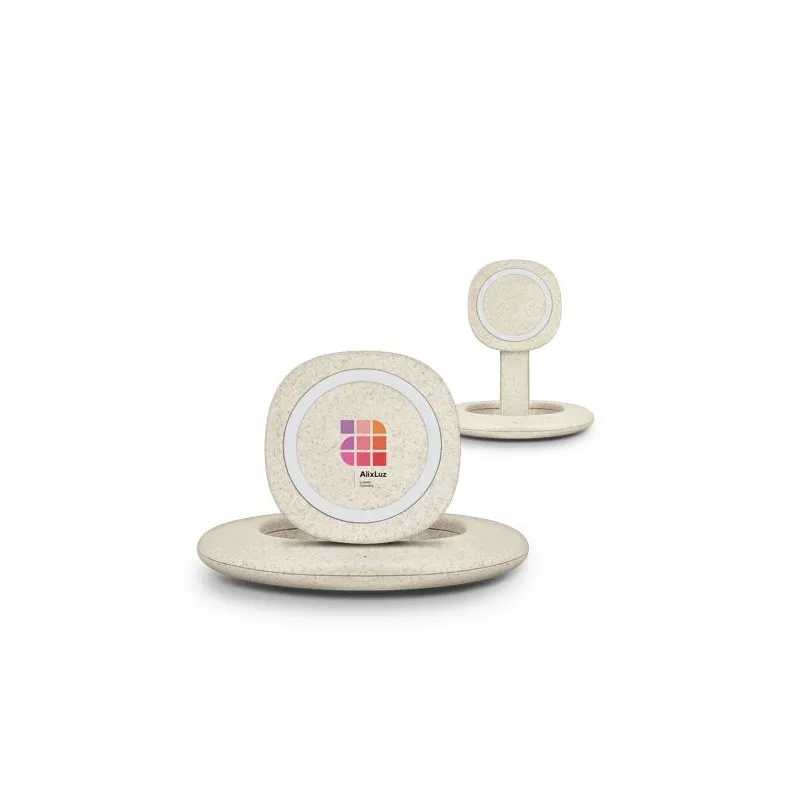 Chargeur Induction Rapide Écologique 10W avec Support de Téléphone - Objets Publicitaires Matières : coton recyclé Couleurs : bl