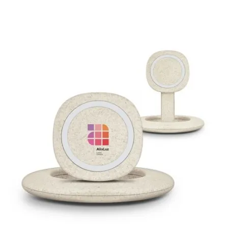 Chargeur Induction Rapide Écologique 10W avec Support de Téléphone - Objets Publicitaires Matières : coton recyclé Couleurs : bl