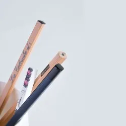 Crayon personnalisé Prestige Naturel carré 17,6 - Écollection Matières : bambou Couleurs : blanc 2