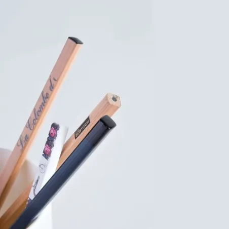 Crayon personnalisé Prestige Naturel carré 17,6 - Écollection Matières : bambou Couleurs : blanc livraison express 24h 48h