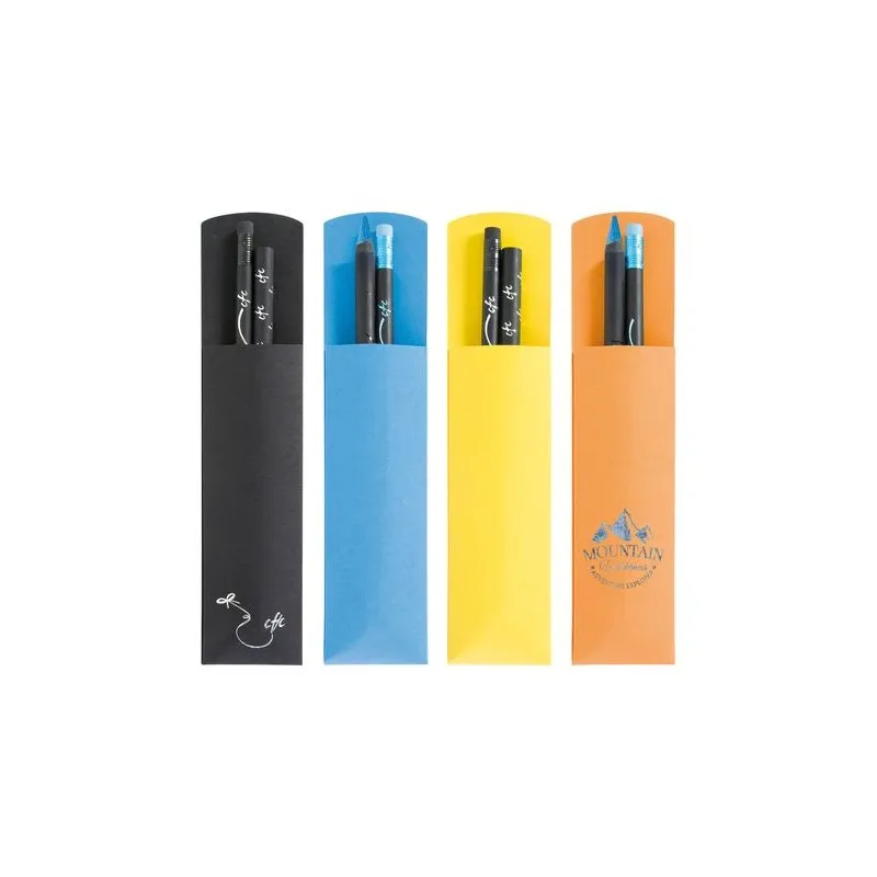 Étui en Papier Noir Personnalisé pour 2 Crayons - Cadeau d'Entreprise Matières : polyester Couleurs : gris impression logo haute