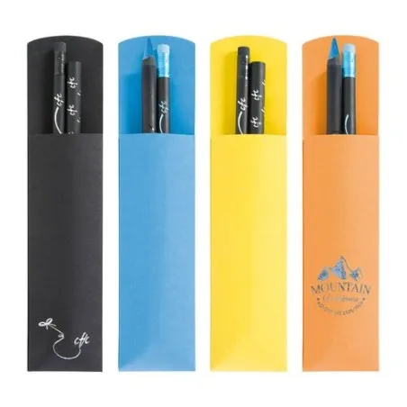 Étui en Papier Noir Personnalisé pour 2 Crayons - Cadeau d'Entreprise Matières : polyester Couleurs : gris objet promo petit bud