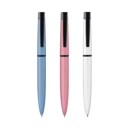 Stylo Bille Écriture Bleue Métallique - Personnalisé Cadeau d'Entreprise Matières : polypropylène (PP) Couleurs : blanc goodies 