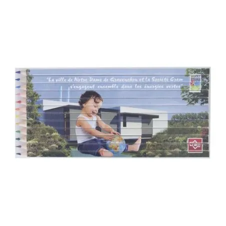 Set de Crayons Personnalisés Quadri 12 Couleurs 17,6 cm Matières : polyester Couleurs : bleu marine cadeau client original