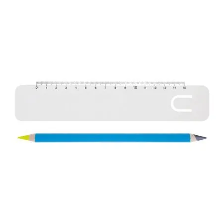 Kit Bureau Bi-Couleur Personnalisable avec Règle et Crayon - Pantone BUR HB-FL Matières : plastique recyclé Couleurs : noir pers