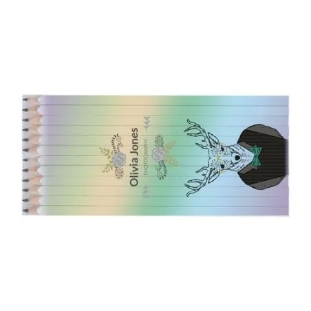 Set Quadri Écologique de 12 Crayons Graphite de 17,6 cm - Boutique Matières : Synthétique Couleurs : argenté marquage laser ultr