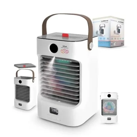 Ventilateur Brumisateur Portable Personnalisé Rafraîchisseur d'Air Matières : polyester Couleurs : jaune fluo