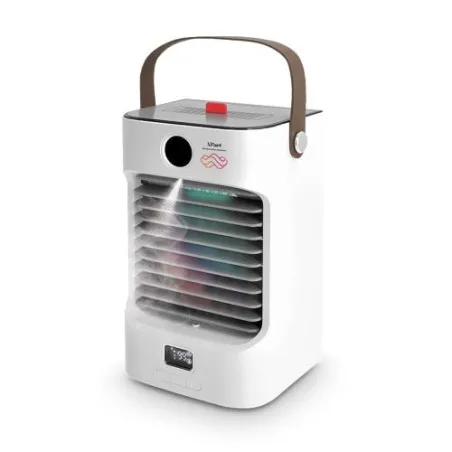 Ventilateur Brumisateur Portable Personnalisé Rafraîchisseur d'Air Matières : polyester Couleurs : jaune fluo cadeau entreprise 