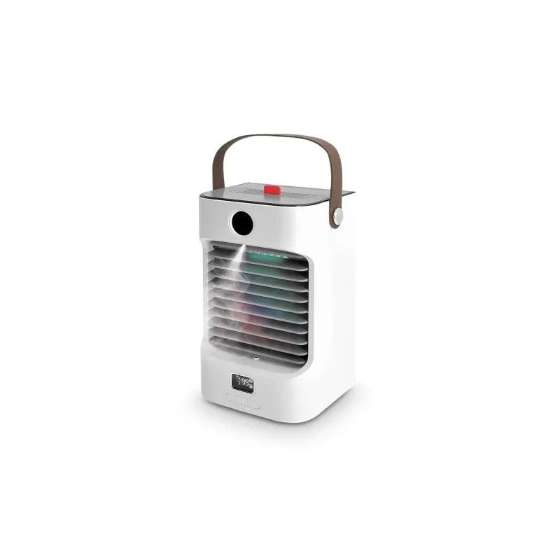 Ventilateur Brumisateur Portable Personnalisé Rafraîchisseur d'Air Matières : polyester Couleurs : jaune fluo marquage laser ult