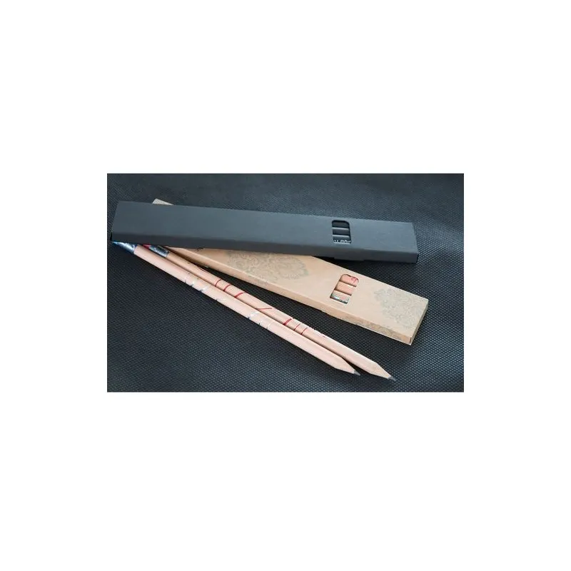 Étui Écologique en Carton Kraft pour 4 Crayons - Personnalisable Matières : polyester Couleurs : rouge marquage couleur éclatant