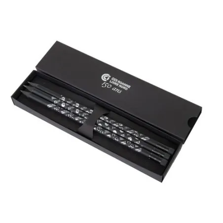 Étui-Fourreau Écologique Noir pour 3 Crayons - Personnalisez-le ! Matières : polyester personnalisable avec votre logo