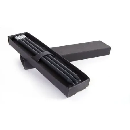 Étui-Fourreau Écologique Noir pour 3 Crayons - Personnalisez-le ! Matières : polyester objet promotionnel éco-responsable