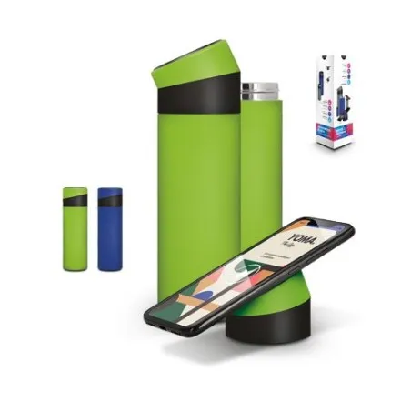 Bouteille isotherme personnalisée 40 cl avec support téléphone Matières : ABS Couleurs : blanc