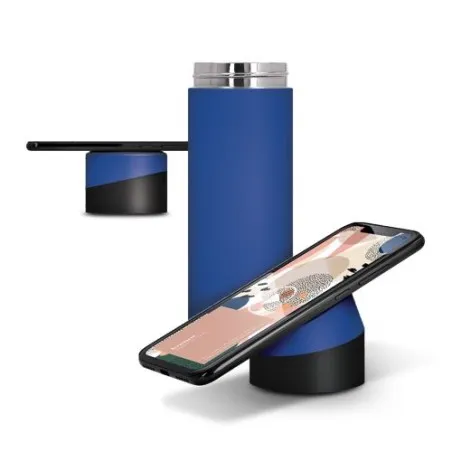 Bouteille isotherme personnalisée 40 cl avec support téléphone Matières : ABS Couleurs : blanc goodies publicitaire événementiel