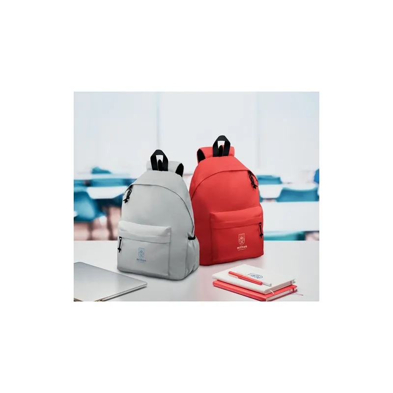 Sac à dos écologique en polyester RPET 600D - BAPAL+ Matières : PU Couleurs : blanc personnalisable avec votre logo