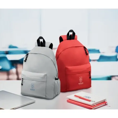 Sac à dos écologique en polyester RPET 600D - BAPAL+ Matières : PU Couleurs : blanc personnalisable avec votre logo