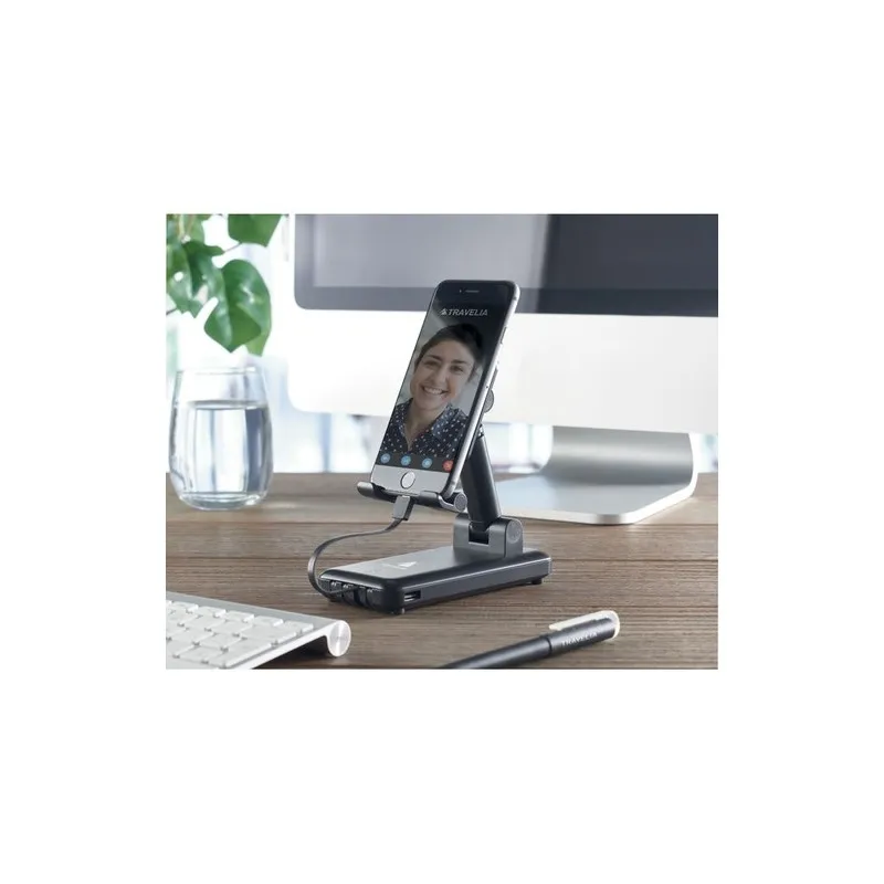 Powerbank Écologique 10000 mAh avec Support Téléphone Inclus - AVELI Couleurs : blanc goodies publicitaire événementiel