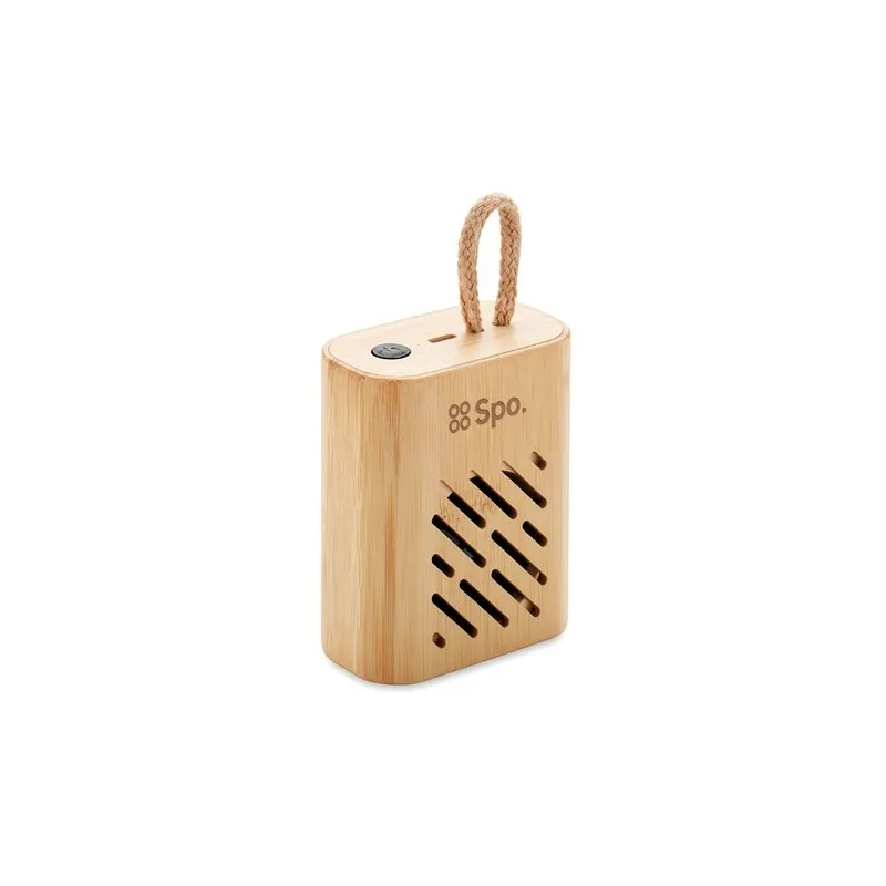 Haut-parleur sans fil écologique en bambou 3W - REY Matières : aluminium Couleurs : noir personnalisable avec votre logo