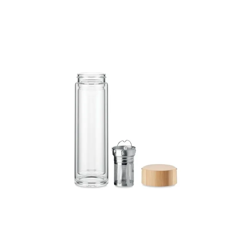 Bouteille Écologique en Verre Personnalisée 400ml BATAMI Matières : bambou personnalisable avec votre logo