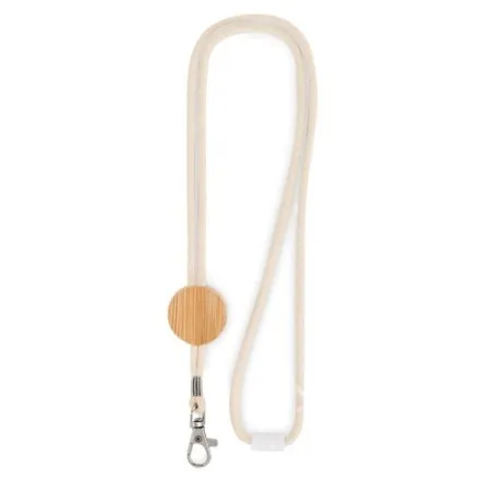 Lanyard en coton personnalisé écologique - KARA Matières : bois Couleurs : argenté personnalisable avec votre logo