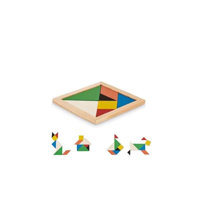Puzzle Tangram en Bois Coloré - Jeu de Patience