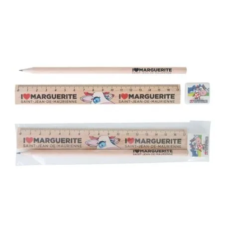 Kit Écolier Personnalisable Écologique 3 Matières : aluminium recyclé  Couleurs : rose cadeau entreprise pas cher