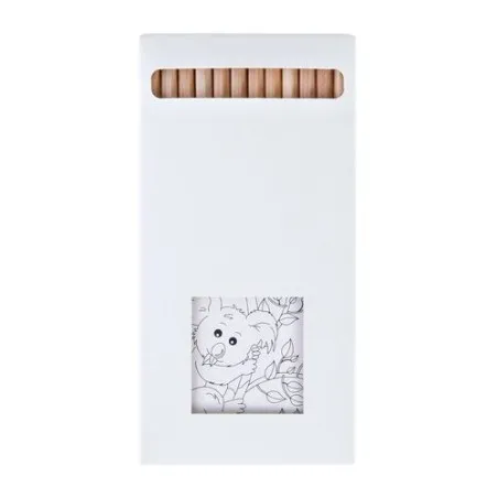 Kit Écologique de Coloriage avec 12 Crayons - Objets Publicitaires 8,7 Matières : acier Couleurs : olive personnalisable avec vo