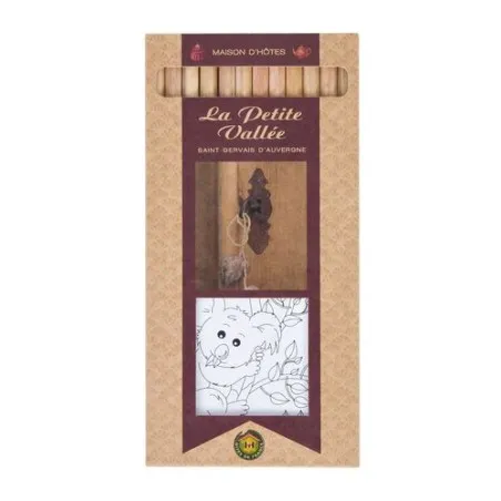 Kit Écologique de Coloriage avec 12 Crayons - Objets Publicitaires 8,7 Matières : acier Couleurs : olive objet promo petit budge