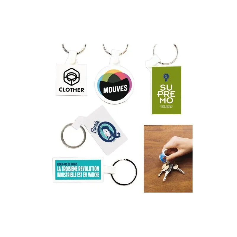 Porte-clés souples en plastique hexagonaux personnalisés avec anneau de 25 mm Matières : bambou