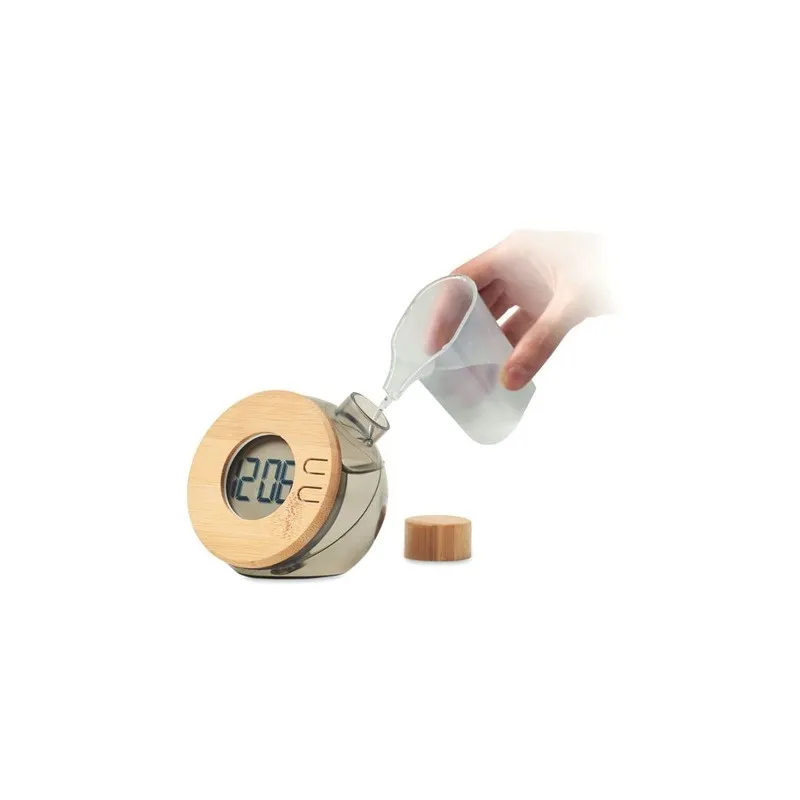 Horloge à eau LCD en bambou DROPPY LUX