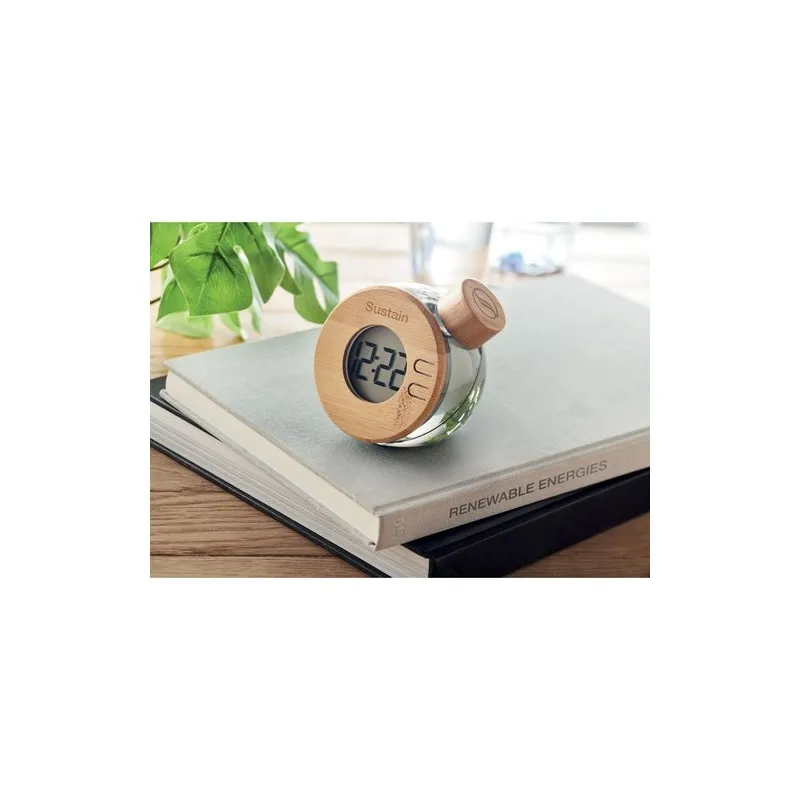 Horloge à eau LCD en bambou DROPPY LUX