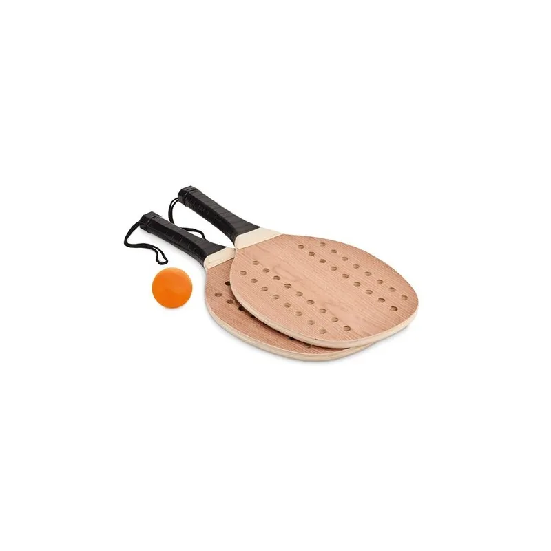 Set de beach tennis en bois de rose personnalisé - PALAS Matières : carton recyclé cadeau entreprise pas cher