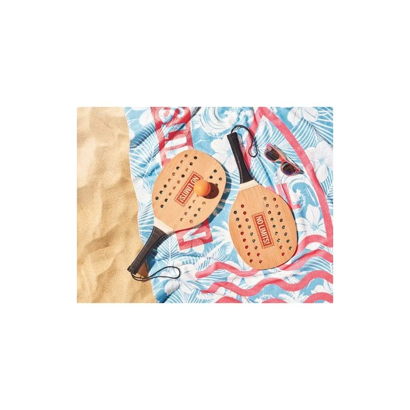 Set de beach tennis en bois de rose personnalisé - PALAS Matières : carton recyclé impression haute définition
