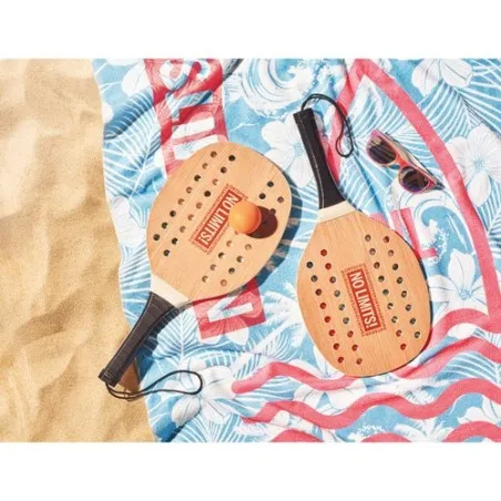 Set de beach tennis en bois de rose personnalisé - PALAS Matières : carton recyclé impression haute définition