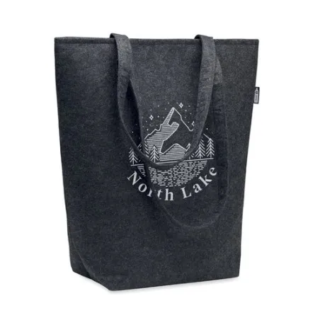 Sac Shopping Écologique en Feutre RPET Personnalisé NATA Couleurs : bleu foncé impression logo haute qualité