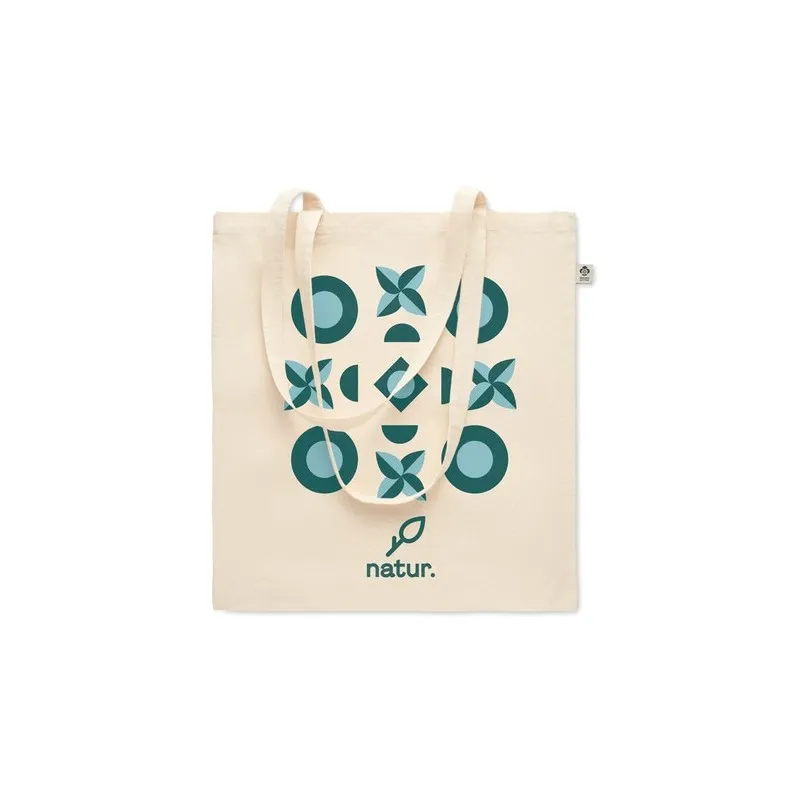 Sac Shopping Écologique en Coton Biologique Personnalisé NUORO Matières : métal Couleurs : bleu impression haute définition