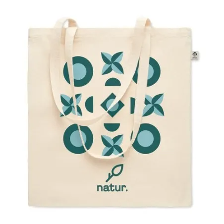 Sac Shopping Écologique en Coton Biologique Personnalisé NUORO Matières : métal Couleurs : bleu impression haute définition