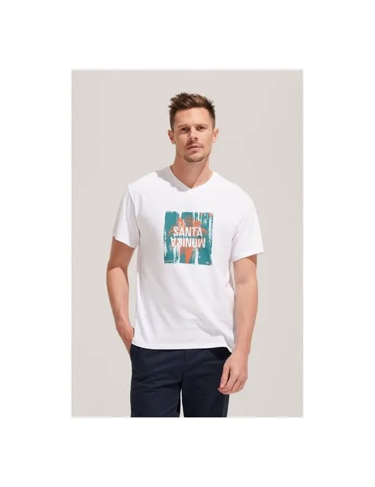 T-shirt Col V Personnalisable Écologique 150 | SOL'S VICTORY Matières : coton Taille textile : S Couleurs : bleu marine cadeau c