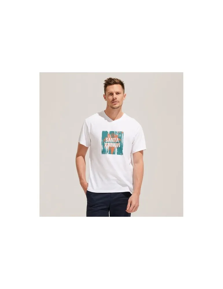 T-shirt Col V Personnalisable Écologique 150 | SOL'S VICTORY Matières : coton Taille textile : L Couleurs : blanc goodies entrep