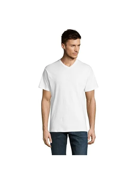 T-shirt Col V Personnalisable Écologique 150 | SOL'S VICTORY Matières : coton Taille textile : S Couleurs : gris chiné impressio